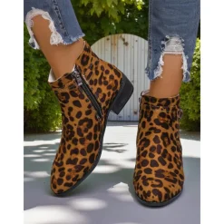 Women's Faux Suede Ankle Boots with Side Zipper and Buckle – Comfortable Casual Booties for Fall Outings, Garden Walks & Weekend Getaways