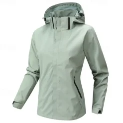 Women's Female Ski Jacket Outdoor Waterproof Windproof Hoodie Snow Coat Ski Coat Traveling Black Pink Green Beige