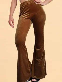 Women's Flared Pants Chinos Fashion Streetwear Casual Full Length High Waist Plain Comfy Soft Comfortable Stretchy Outdoor Street Black Red Coffee Gray Spring Winter Slim Fit