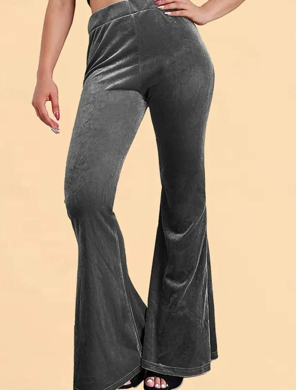 Women's Flared Pants Chinos Fashion Streetwear Casual Full Length High Waist Plain Comfy Soft Comfortable Stretchy Outdoor Street Black Red Coffee Gray Spring Winter Slim Fit