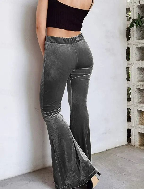 Women's Flared Pants Chinos Fashion Streetwear Casual Full Length High Waist Plain Comfy Soft Comfortable Stretchy Outdoor Street Black Red Coffee Gray Spring Winter Slim Fit