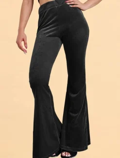 Women's Flared Pants Chinos Fashion Streetwear Casual Full Length High Waist Plain Comfy Soft Comfortable Stretchy Outdoor Street Black Red Coffee Gray Spring Winter Slim Fit