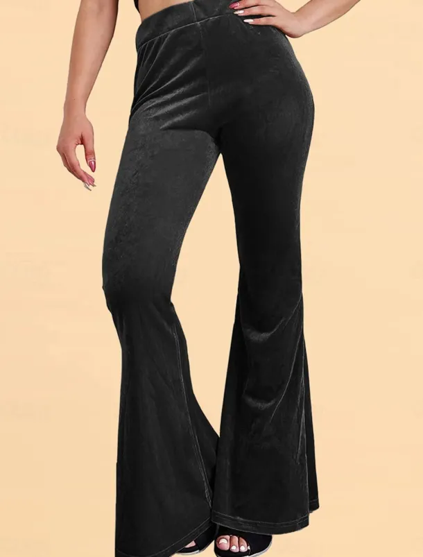 Women's Flared Pants Chinos Fashion Streetwear Casual Full Length High Waist Plain Comfy Soft Comfortable Stretchy Outdoor Street Black Red Coffee Gray Spring Winter Slim Fit