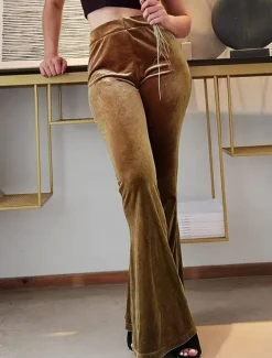 Women's Flared Pants Chinos Fashion Streetwear Casual Full Length High Waist Plain Comfy Soft Comfortable Stretchy Outdoor Street Black Red Coffee Gray Spring Winter Slim Fit