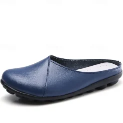 Women's Flats Mules Plus Size White Shoes Loafer Mules Outdoor Daily Solid Color Summer Flat Heel Round Toe Casual Comfort Minimalism Faux Leather PU Loafer Moonlight Black White