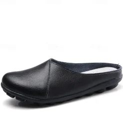 Women's Flats Mules Plus Size White Shoes Loafer Mules Outdoor Daily Solid Color Summer Flat Heel Round Toe Casual Comfort Minimalism Faux Leather PU Loafer Moonlight Black White