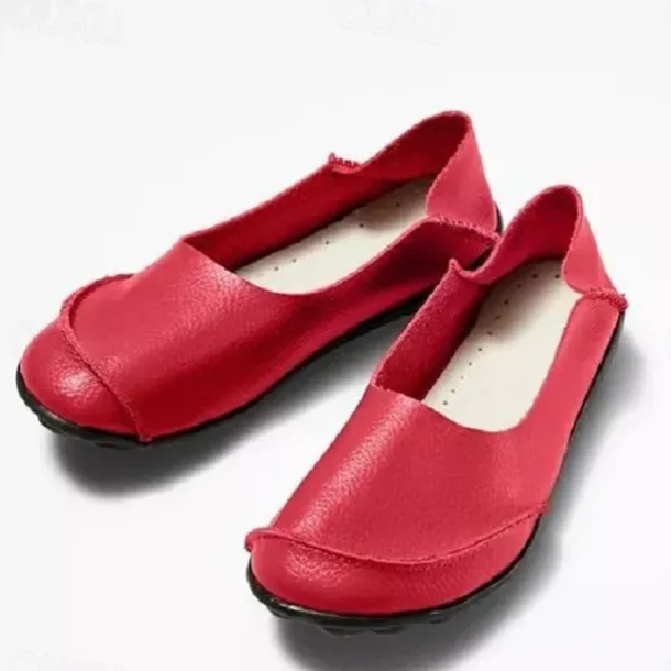 Women's Flats Slip-Ons Loafers Plus Size Barefoot shoes Comfort Shoes Outdoor Daily Solid Color Summer Flat Heel Round Toe Casual Comfort Minimalism Faux Leather PU Loafer Wine Red Black White