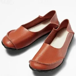 Women's Flats Slip-Ons Loafers Plus Size Barefoot shoes Comfort Shoes Outdoor Daily Solid Color Summer Flat Heel Round Toe Casual Comfort Minimalism Faux Leather PU Loafer Wine Red Black White