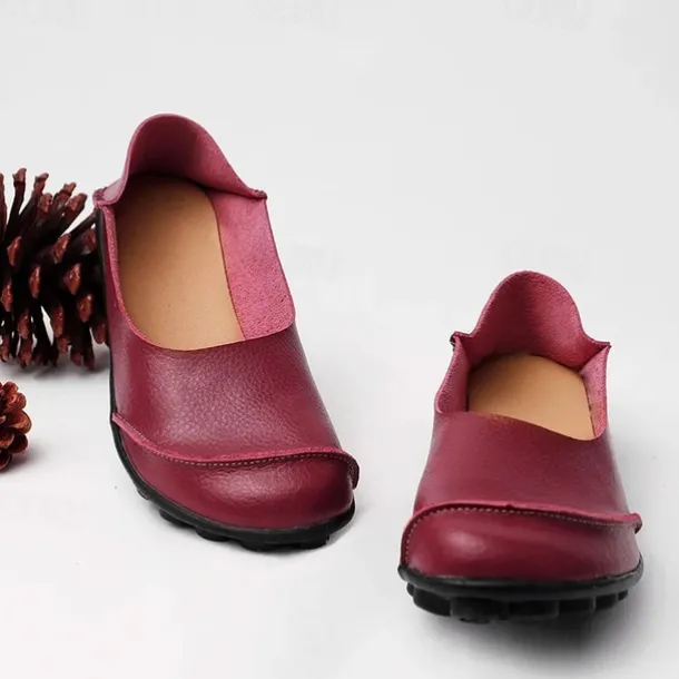 Women's Flats Slip-Ons Loafers Plus Size Barefoot shoes Comfort Shoes Outdoor Daily Solid Color Summer Flat Heel Round Toe Casual Comfort Minimalism Faux Leather PU Loafer Wine Red Black White