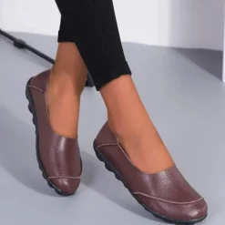 Women's Flats Slip-Ons Loafers Plus Size Barefoot shoes Comfort Shoes Outdoor Daily Solid Color Summer Flat Heel Round Toe Casual Comfort Minimalism Faux Leather PU Loafer Wine Red Black White