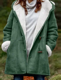 Women's Fleece Jacket Teddy Coat Hoodie Jacket Warm Breathable Zipper Pocket Fleece Lined Casual Plain Vacation Street Daily Wear Going out Zipper Regular Hoodie Regular Fit Long Sleeve Outerwear Red