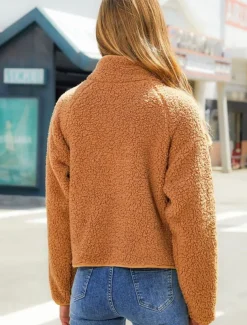 Women's Fleece Jacket Warm Zipper Fashion Modern Casual Plain Work Daily Wear Zipper Short Stand Collar Loose Fit Long Sleeve Outerwear Black White Red Fall Winter