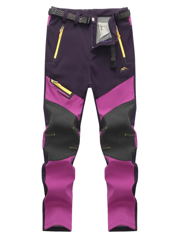 Women's Fleece Lined Pants Hiking Pants Trousers Softshell Pants Winter Outdoor Thermal Warm Waterproof Windproof Insulated 5 Zipper Pocket Elastic Waist Bottoms Pants Purple Army Green Dark Gray