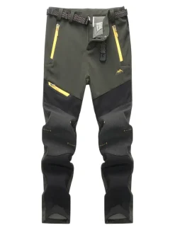 Women's Fleece Lined Pants Hiking Pants Trousers Softshell Pants Winter Outdoor Thermal Warm Waterproof Windproof Insulated 5 Zipper Pocket Elastic Waist Bottoms Pants Purple Army Green Dark Gray