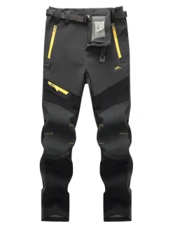 Women's Fleece Lined Pants Hiking Pants Trousers Softshell Pants Winter Outdoor Thermal Warm Waterproof Windproof Insulated 5 Zipper Pocket Elastic Waist Bottoms Pants Purple Army Green Dark Gray