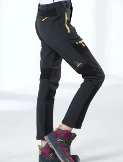 Women's Fleece Lined Pants Hiking Pants Trousers Softshell Pants Winter Outdoor Thermal Warm Waterproof Windproof Insulated 5 Zipper Pocket Elastic Waist Bottoms Pants Purple Army Green Dark Gray