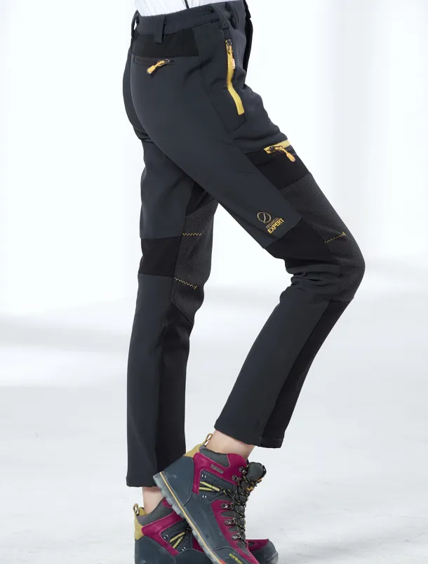 Women's Fleece Lined Pants Hiking Pants Trousers Softshell Pants Winter Outdoor Thermal Warm Waterproof Windproof Insulated 5 Zipper Pocket Elastic Waist Bottoms Pants Purple Army Green Dark Gray