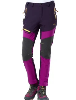 Women's Fleece Lined Pants Hiking Pants Trousers Softshell Pants Winter Outdoor Thermal Warm Waterproof Windproof Insulated 5 Zipper Pocket Elastic Waist Bottoms Pants Purple Army Green Dark Gray