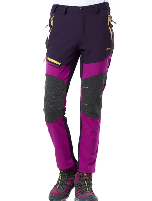 Women's Fleece Lined Pants Hiking Pants Trousers Softshell Pants Winter Outdoor Thermal Warm Waterproof Windproof Insulated 5 Zipper Pocket Elastic Waist Bottoms Pants Purple Army Green Dark Gray