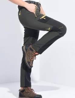 Women's Fleece Lined Pants Hiking Pants Trousers Softshell Pants Winter Outdoor Thermal Warm Waterproof Windproof Insulated 5 Zipper Pocket Elastic Waist Bottoms Pants Purple Army Green Dark Gray