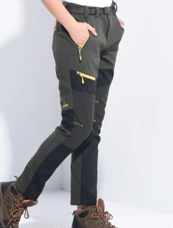 Women's Fleece Lined Pants Hiking Pants Trousers Softshell Pants Winter Outdoor Thermal Warm Waterproof Windproof Insulated 5 Zipper Pocket Elastic Waist Bottoms Pants Purple Army Green Dark Gray