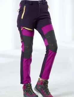 Women's Fleece Lined Pants Hiking Pants Trousers Softshell Pants Winter Outdoor Thermal Warm Waterproof Windproof Insulated 5 Zipper Pocket Elastic Waist Bottoms Pants Purple Army Green Dark Gray