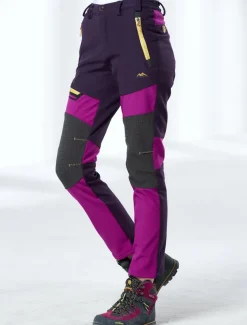 Women's Fleece Lined Pants Hiking Pants Trousers Softshell Pants Winter Outdoor Thermal Warm Waterproof Windproof Insulated 5 Zipper Pocket Elastic Waist Bottoms Pants Purple Army Green Dark Gray