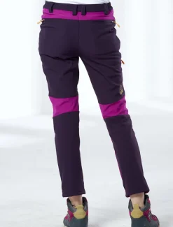 Women's Fleece Lined Pants Hiking Pants Trousers Softshell Pants Winter Outdoor Thermal Warm Waterproof Windproof Insulated 5 Zipper Pocket Elastic Waist Bottoms Pants Purple Army Green Dark Gray