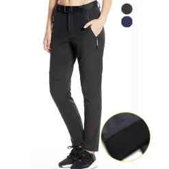Women's Fleece Lined Pants Hiking Pants Trousers Solid Color Winter Outdoor Thermal Warm Waterproof Pants / Trousers Dark Navy Black Fishing Climbing Running M L XL XXL XXXL