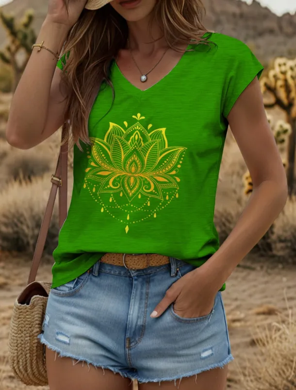 Women's Floral Graphic Geometric Camisole Tank Top Vintage Stylish Classic Sleeveless Short Sleeve V Neck Regular Tops Daily Print Black White Red Blue Purple Summer Spring