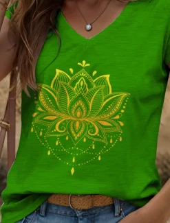 Women's Floral Graphic Geometric Camisole Tank Top Vintage Stylish Classic Sleeveless Short Sleeve V Neck Regular Tops Daily Print Black White Red Blue Purple Summer Spring