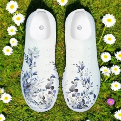 Women's Floral Mesh Slip-On Sneakers – Lightweight Breathable Walking Shoes for Casual Wear, Travel and Outdoor Activities