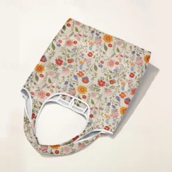 Women's Floral Print Reusable Tote Bag, Eco-Friendly Foldable Shopping Bag for Everyday Use