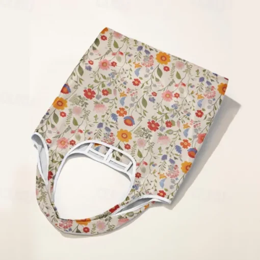 Women's Floral Print Reusable Tote Bag, Eco-Friendly Foldable Shopping Bag for Everyday Use