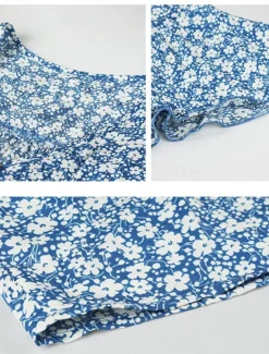 Women's Floral Split Print V Neck Midi Dress Boho Daily Vacation Short Sleeve Summer