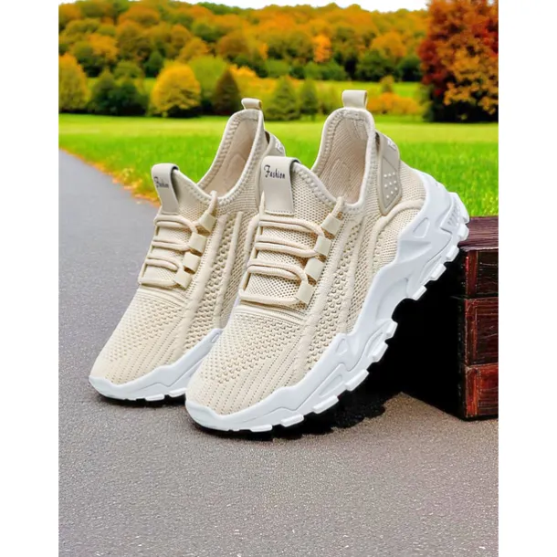 Women's Flyknit Athletic Sneakers – Lightweight Lace-Up Trainers for Walking, Gym and Casual Outings