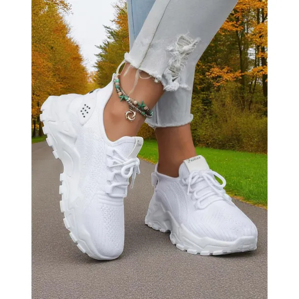 Women's Flyknit Athletic Sneakers – Lightweight Lace-Up Trainers for Walking, Gym and Casual Outings