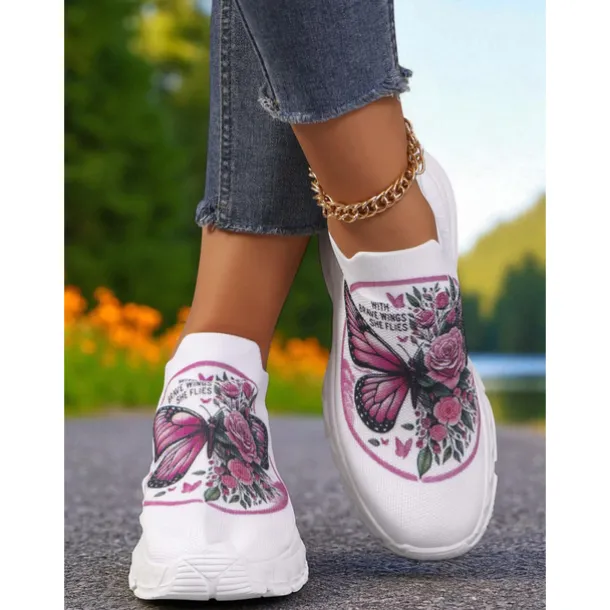 Women's Flyknit Slip-On Sneakers with Autumn Pumpkin Coffee Print – Lightweight Casual Fall Walking Shoes for Halloween & Harvest Festival