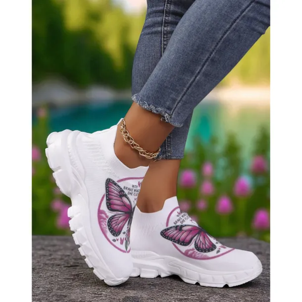 Women's Flyknit Slip-On Sneakers with Autumn Pumpkin Coffee Print – Lightweight Casual Fall Walking Shoes for Halloween & Harvest Festival