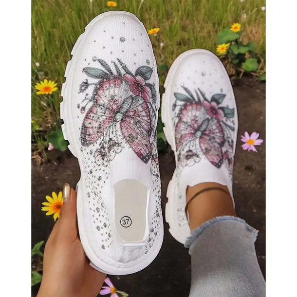 Women's Flyknit Slip-On Sneakers with Autumn Pumpkin Coffee Print – Lightweight Casual Fall Walking Shoes for Halloween & Harvest Festival