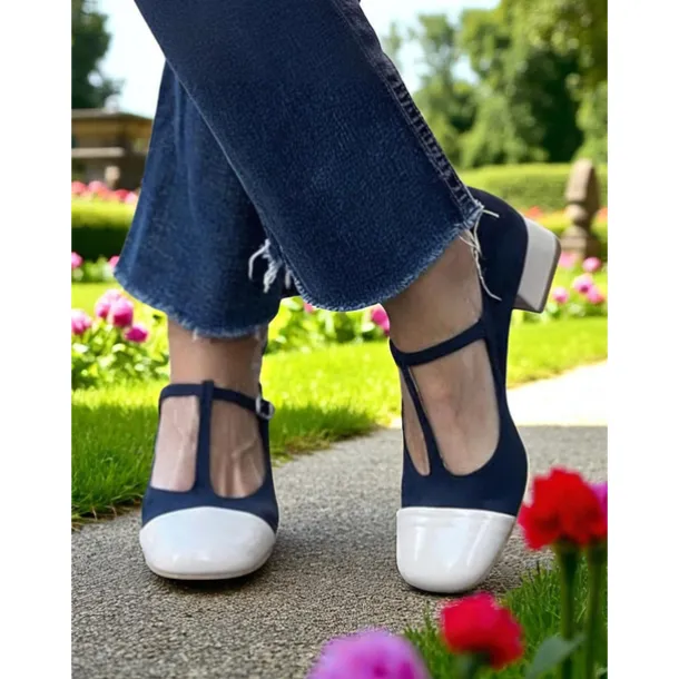 Women's French Style Red and Pink T-Strap Block Heel Mary Jane Pumps - Retro Comfortable Walking Shoes for Afternoon Tea, Parties, Office, and Daily Outfits