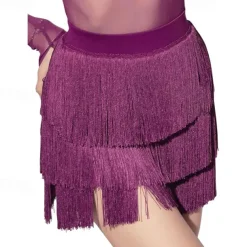 Women's Fringe Dance Skirt Latin Tango Salsa Hall Fringe Short Mini Skirt Sexy Multi-Layer Wrap Dress