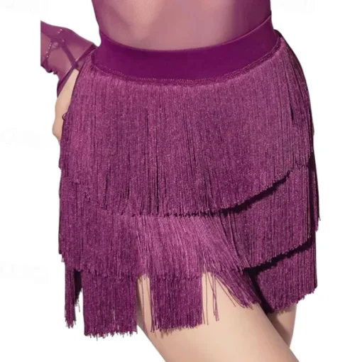 Women's Fringe Dance Skirt Latin Tango Salsa Hall Fringe Short Mini Skirt Sexy Multi-Layer Wrap Dress