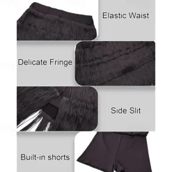 Women's Fringe Dance Skirt Latin Tango Salsa Hall Fringe Short Mini Skirt Sexy Multi-Layer Wrap Dress