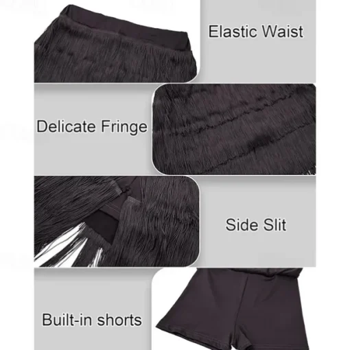 Women's Fringe Dance Skirt Latin Tango Salsa Hall Fringe Short Mini Skirt Sexy Multi-Layer Wrap Dress