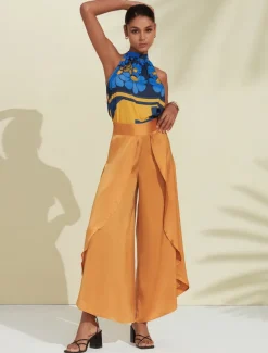 Women's Geometic Flower / Plants Vacation Weekend Sleeveless Blue Ruched Tie back / Tie front Sleeveless Blouses Tied Neck Summer