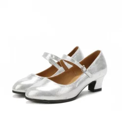 Women's Glitter Dance Shoes – Indoor Suede Sole Mary Jane Style for Ballroom and Latin Dance