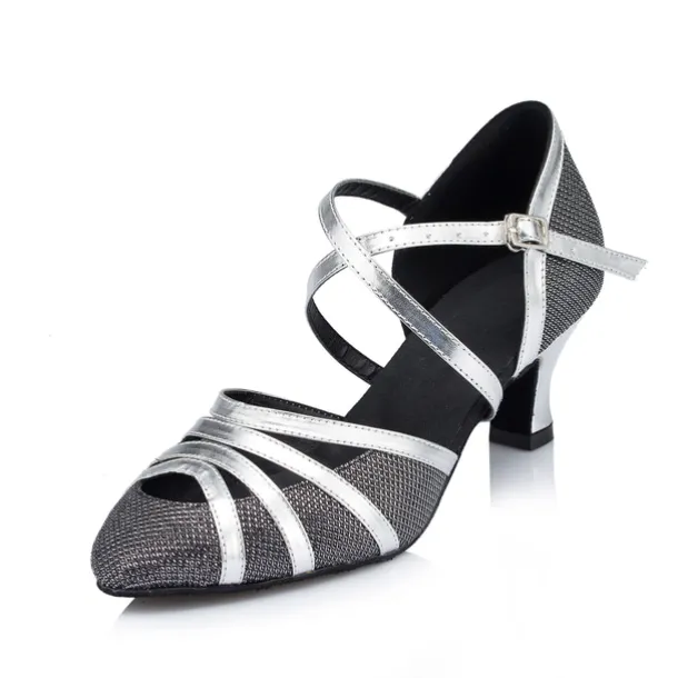 Women's Glitter Latin Dance Heels – Strappy Ballroom Performance Shoes with Buckle for Salsa, Tango & Party Events