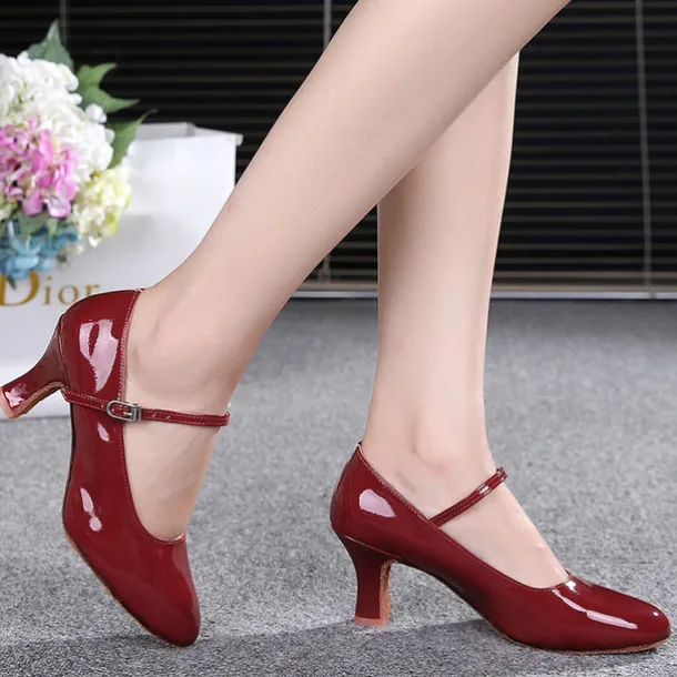 Women's Gold Latin Dance Shoes – Mary Jane Ballroom Heels with Suede Sole for Salsa & Performance