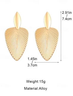 Women's Gold Leaf-Shaped Statement Earrings – Elegant Geometric Drop Earrings for Parties and Special Occasions